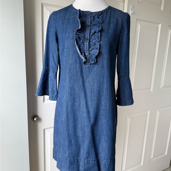 Draper James Blue Denim Ruffle Long Sleeve Dress size 6 - Picture 1 of 10